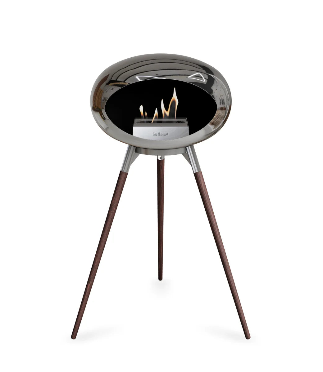Le feu Bio ethanol haard - Chromed Silver Ground Wood High
