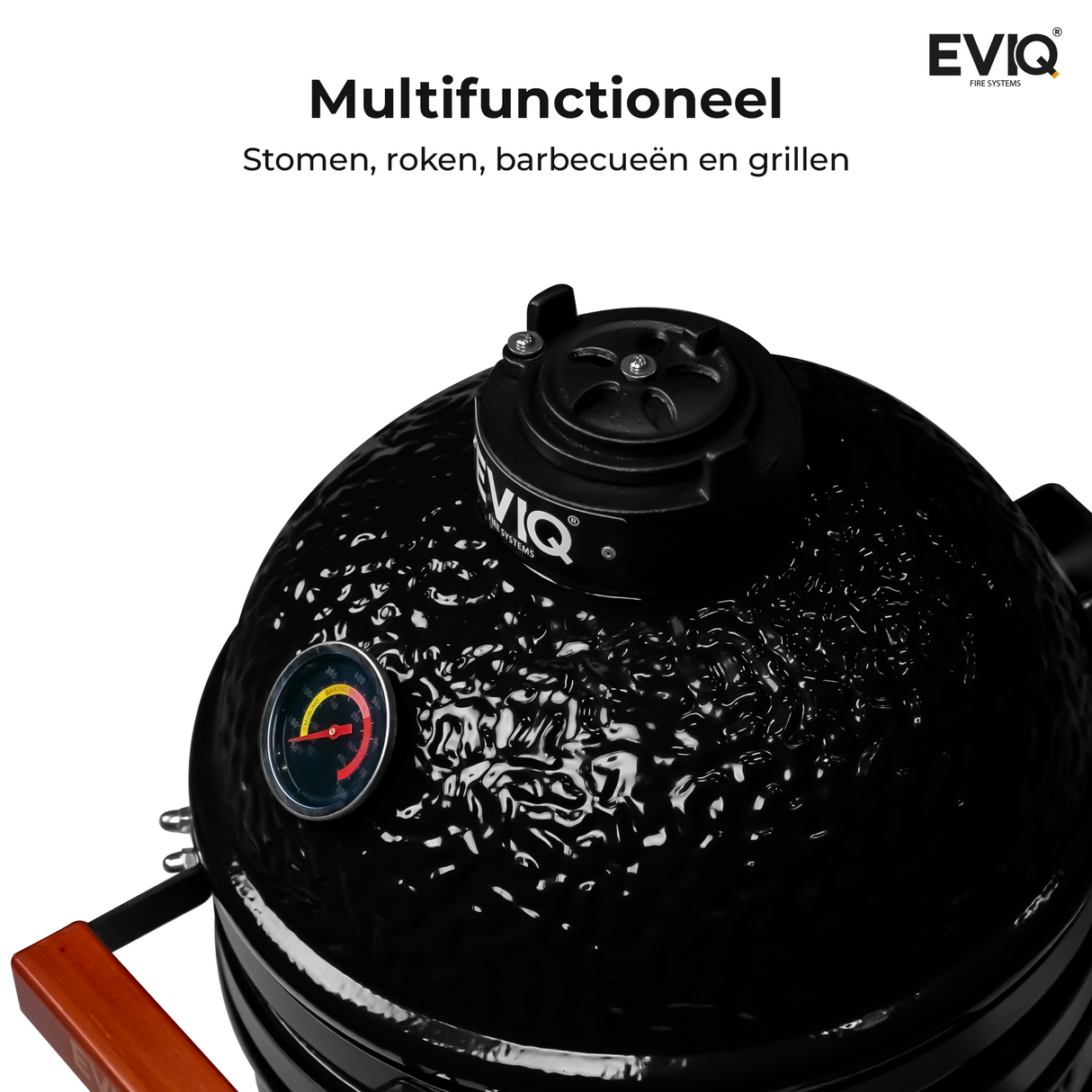 Barbecue au charbon de bois EVIQ BBQ Kamado 13" Grillmaster en céramique noire