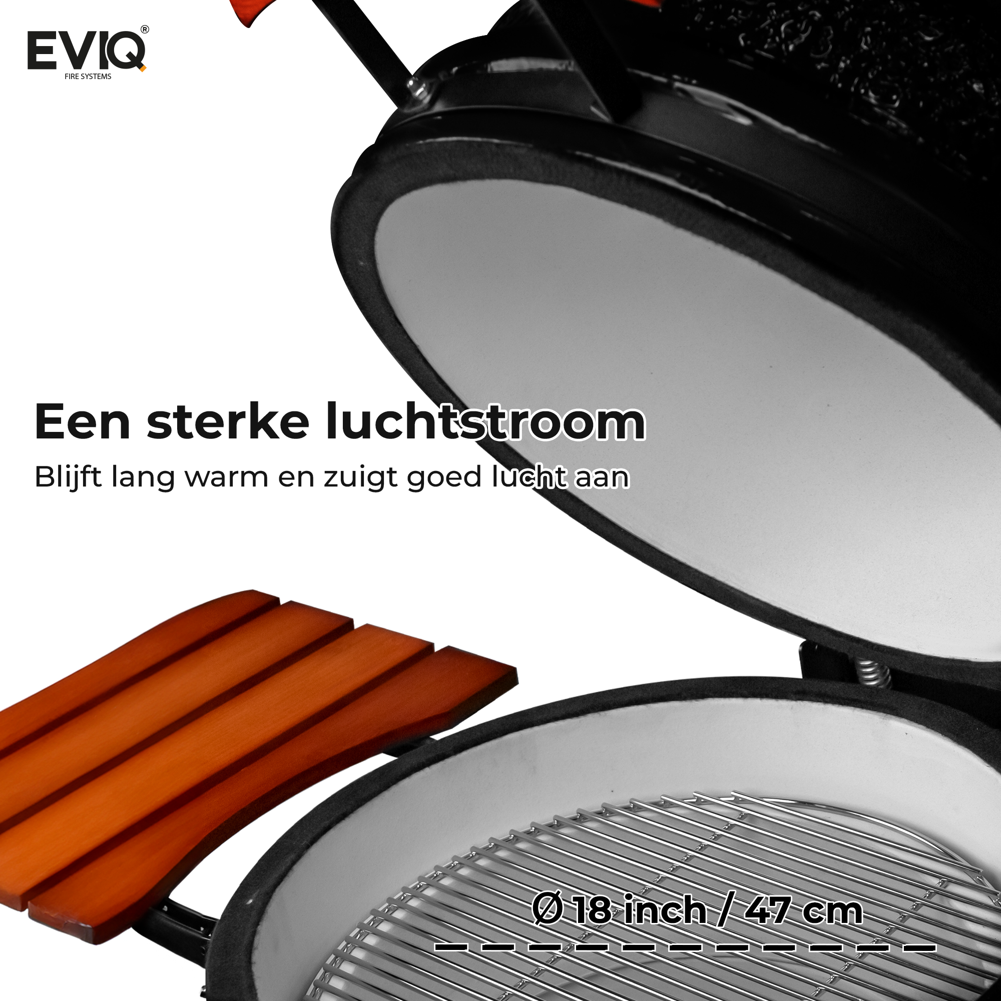 Barbecue au charbon de bois EVIQ BBQ Kamado 18" Grillmaster en céramique noire