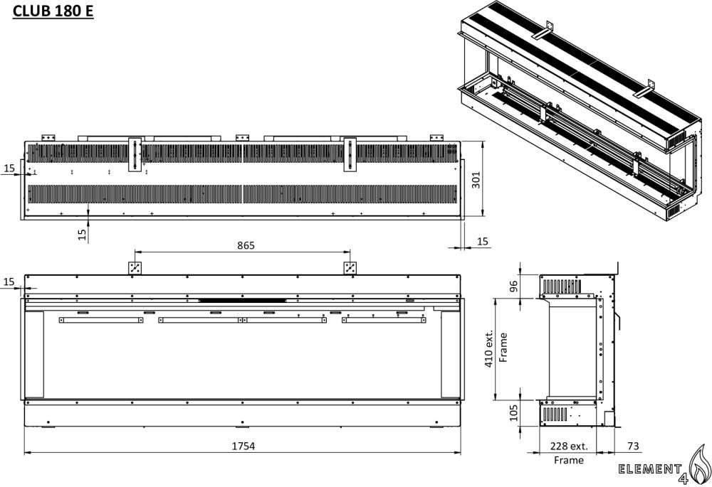 Cheminée électrique Element4 Club 180 E