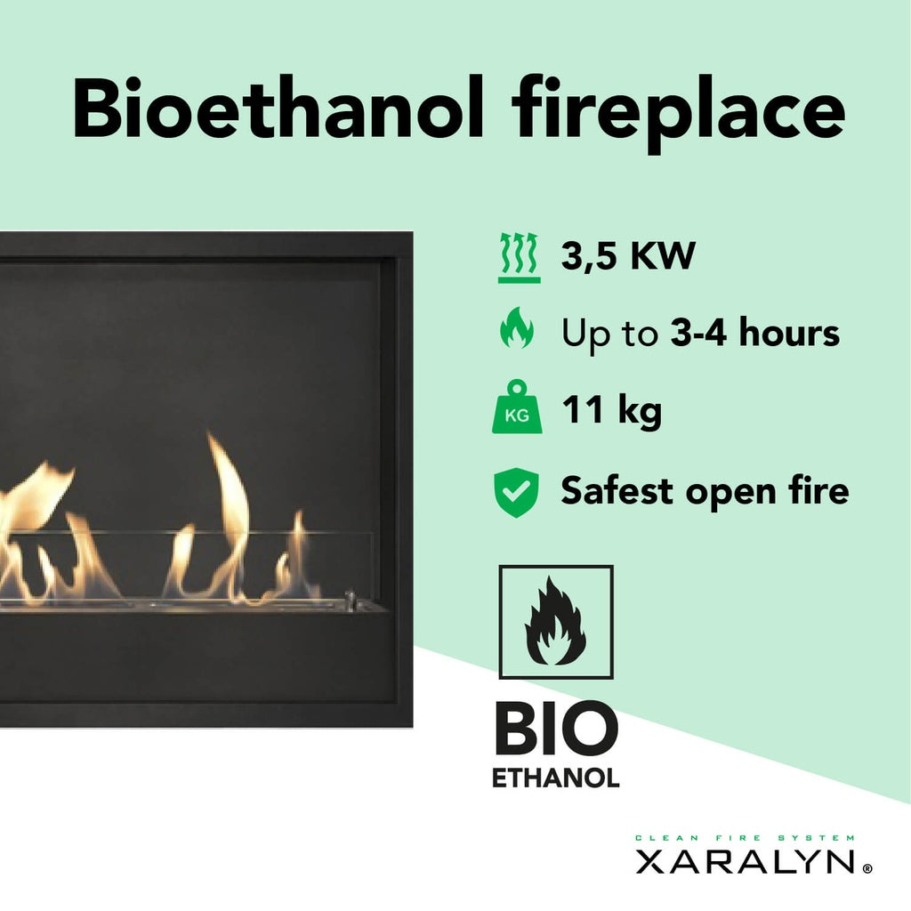 Cheminée bioéthanol panoramique XL encastrable Xaralyn