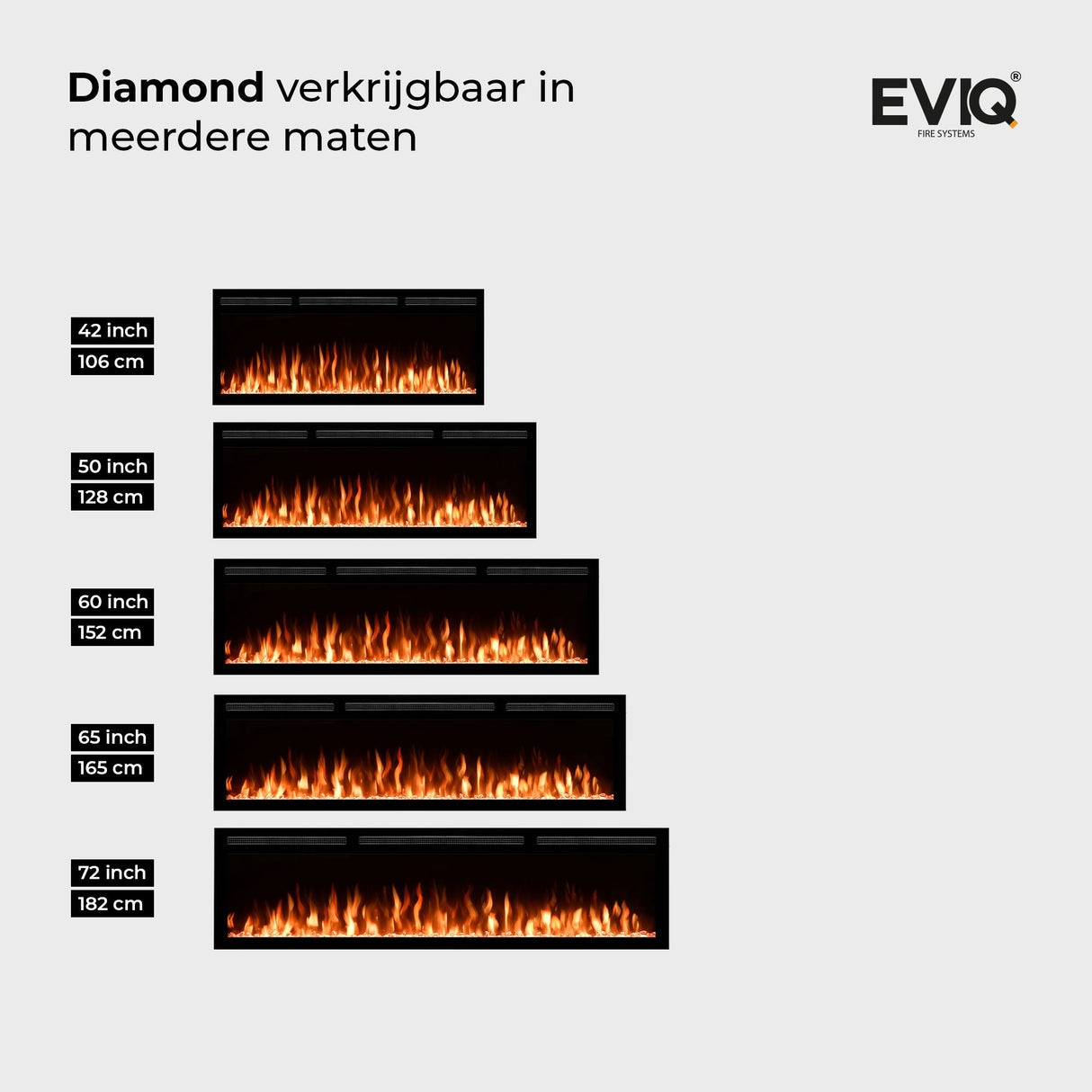 Cheminée électrique EVIQ Diamond 72″ pouces – 182 cm