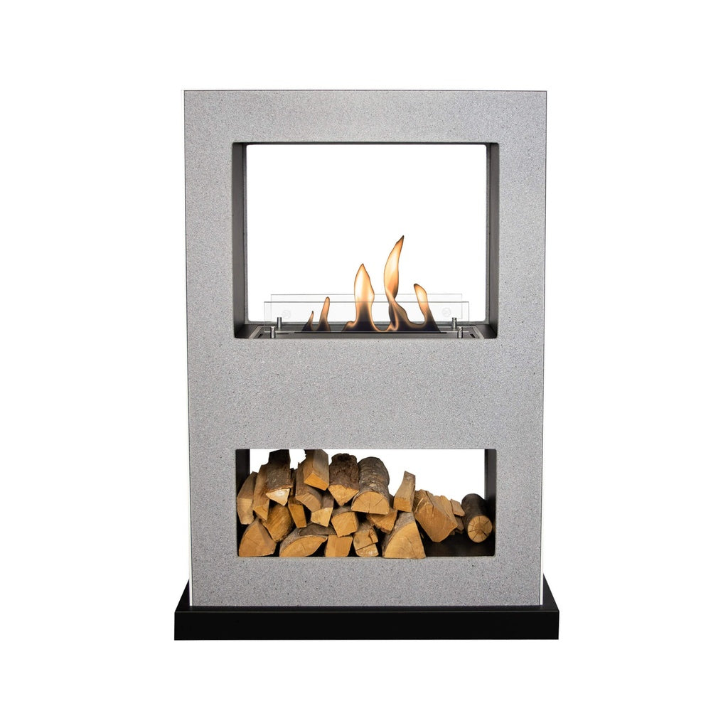 Cheminée tunnel bioéthanol mobile Xaralyn Lasize - séparateur de pièce Aspect béton