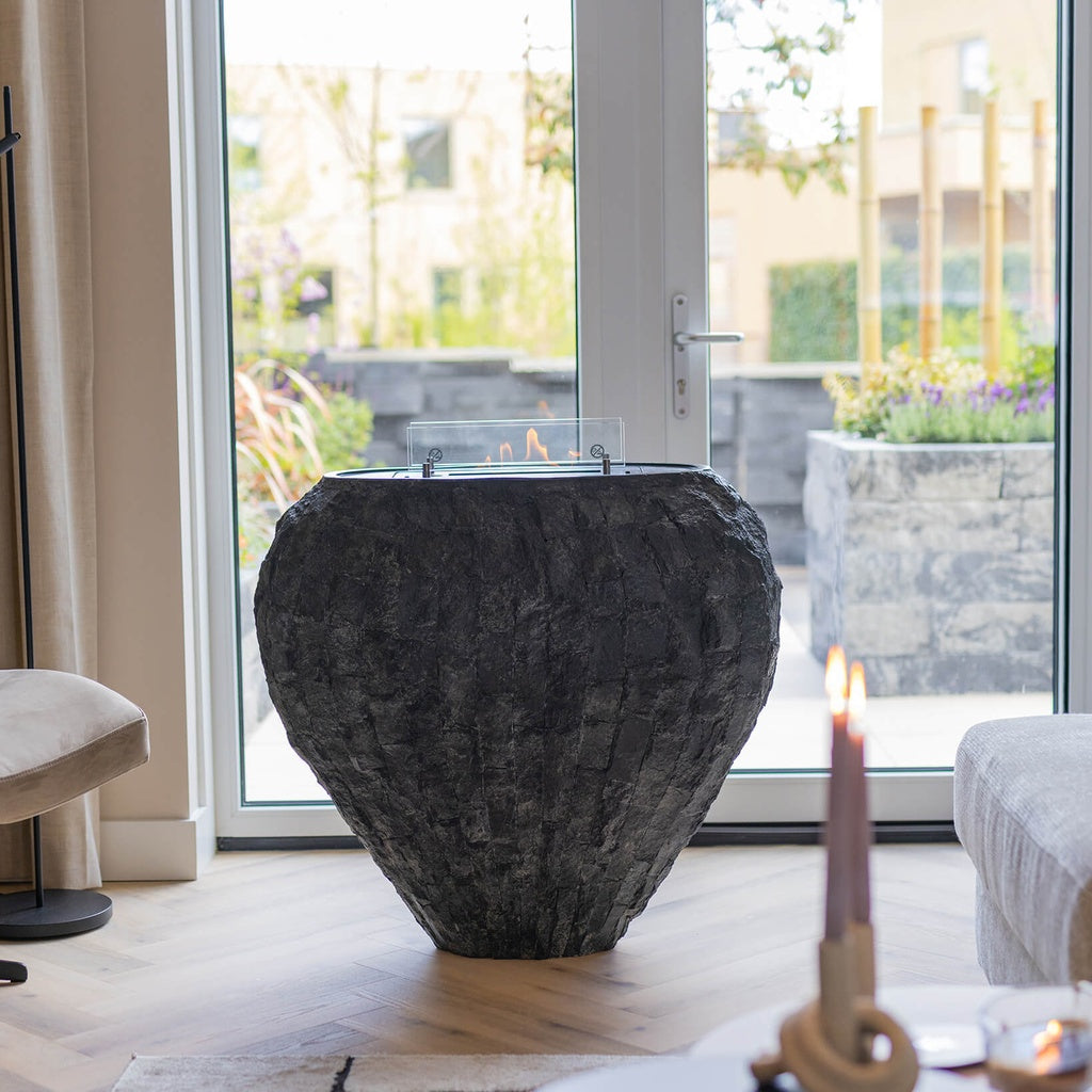 Cheminée design bioéthanol Xaralyn Shigo Stone anthracite