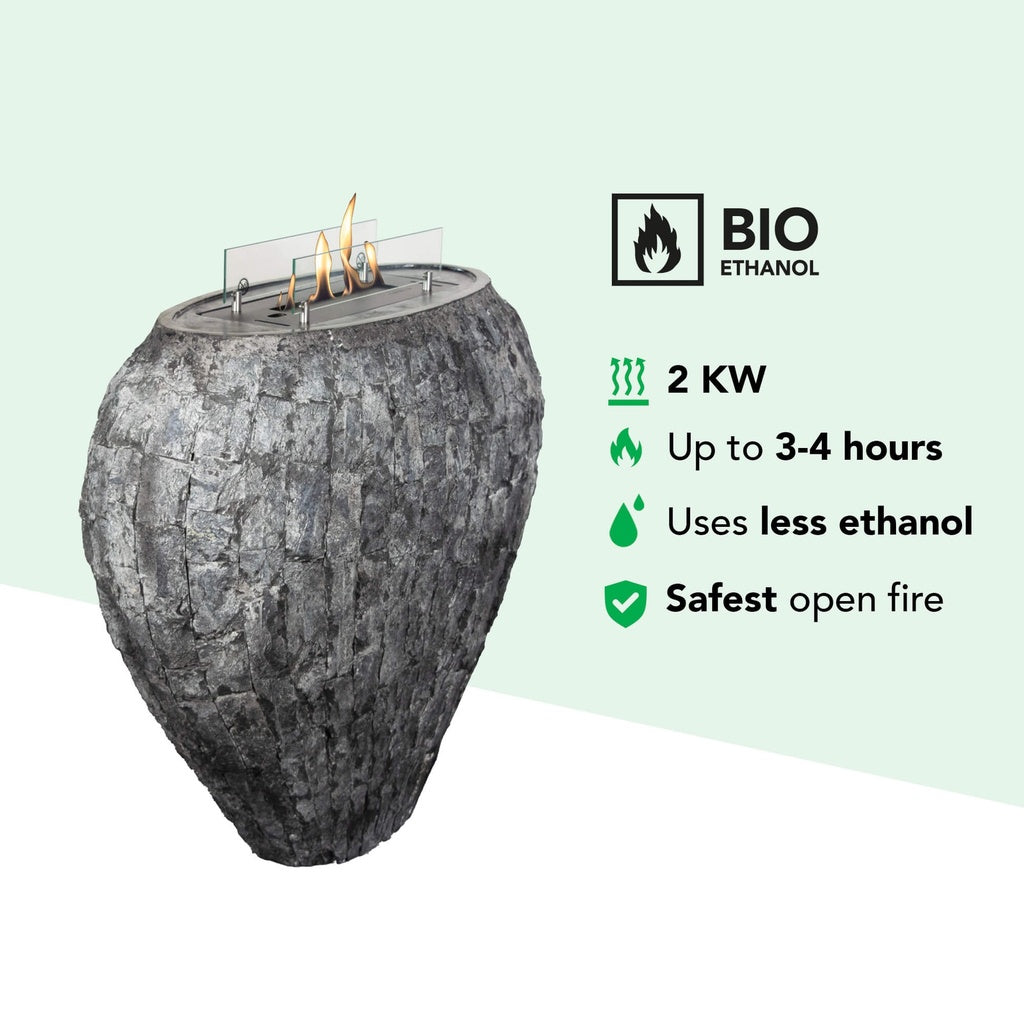 Cheminée design bioéthanol Xaralyn Shigo Stone anthracite