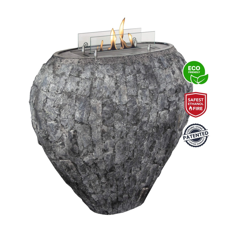 Cheminée design bioéthanol Xaralyn Shigo Stone anthracite