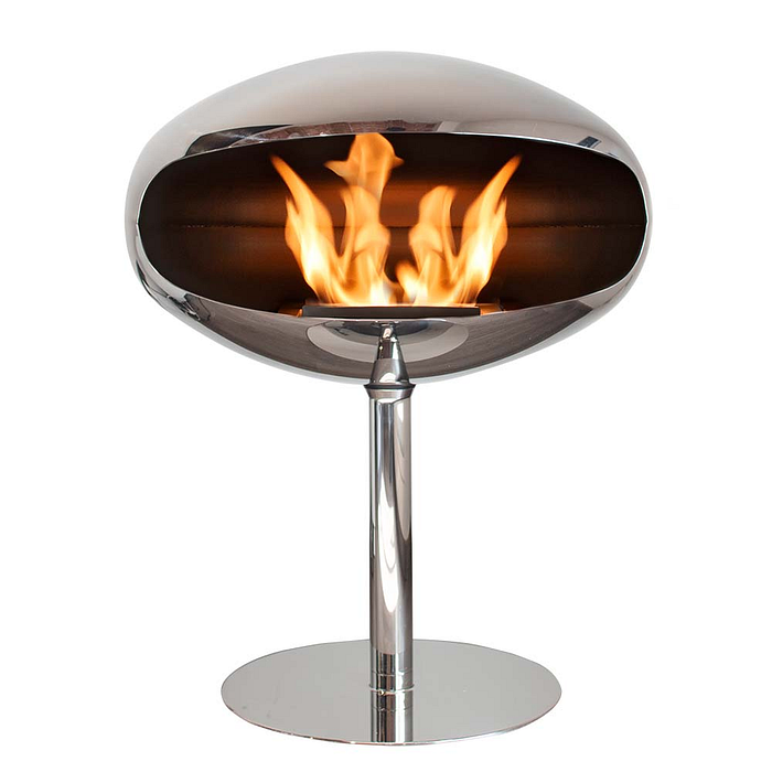 Cheminée bioéthanol sur pied Cocoon Fires en acier inoxydable