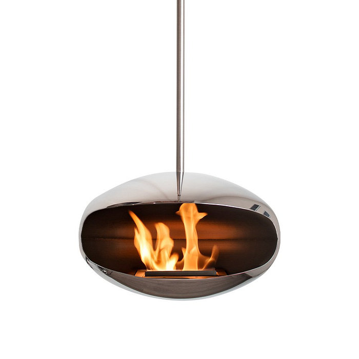 Cheminée de plafond suspendue au bioéthanol Cocoon Fires Aeris (acier inoxydable)