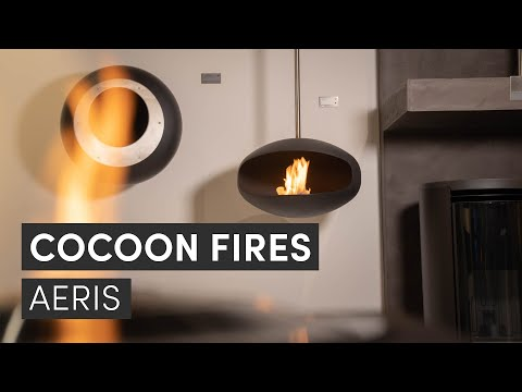 Cheminée de plafond bioéthanol suspendue Cocoon Fires Aeris noire