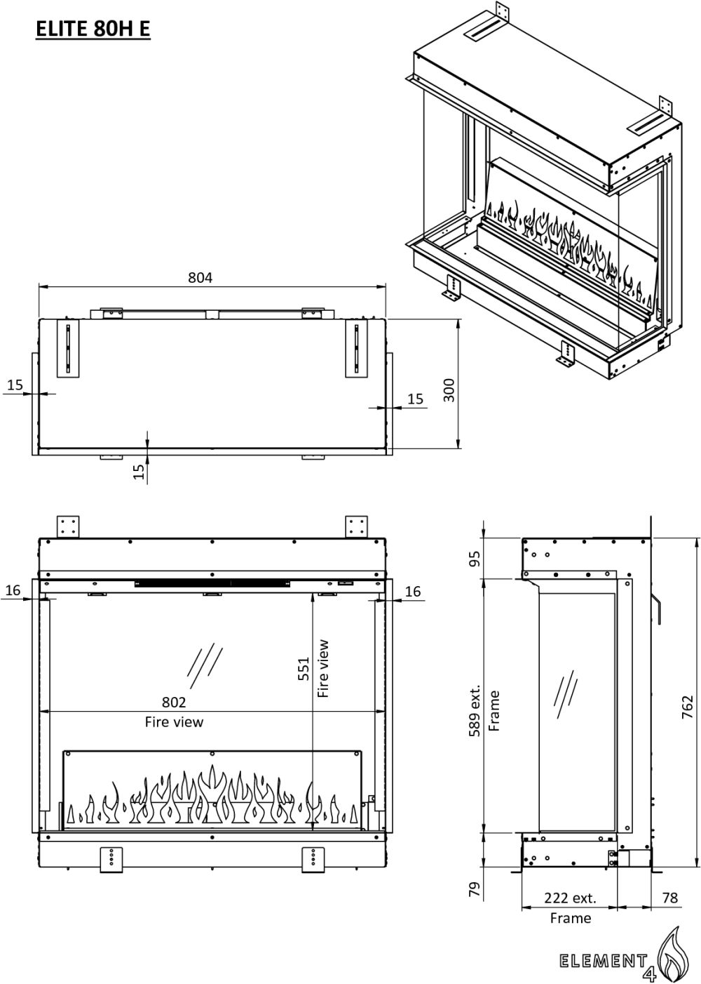 Cheminée électrique Element4 Elite 80H E