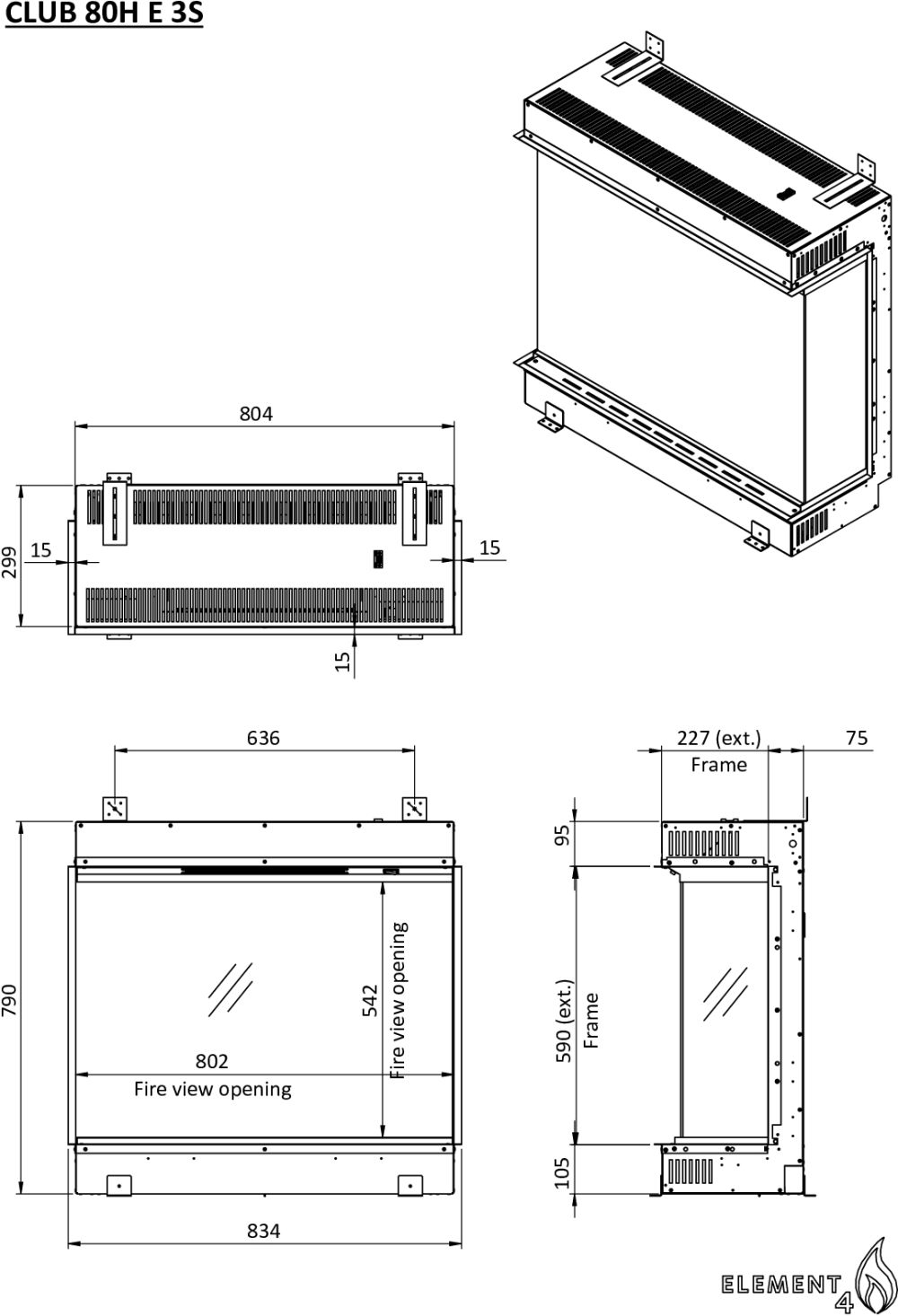 Cheminée électrique Element4 Club 80H E