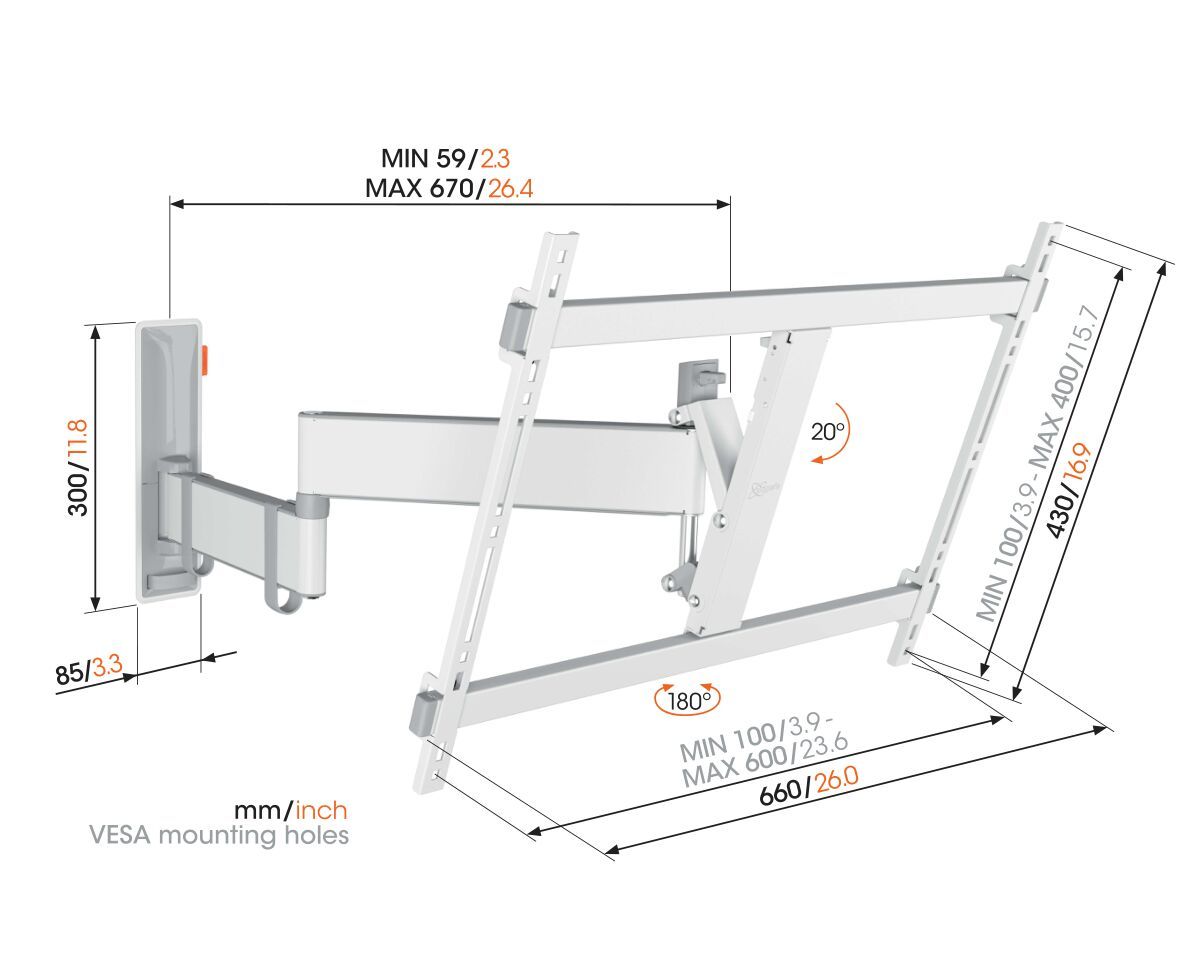 Support mural TV Vogel's Comfort 3645 - Blanc
