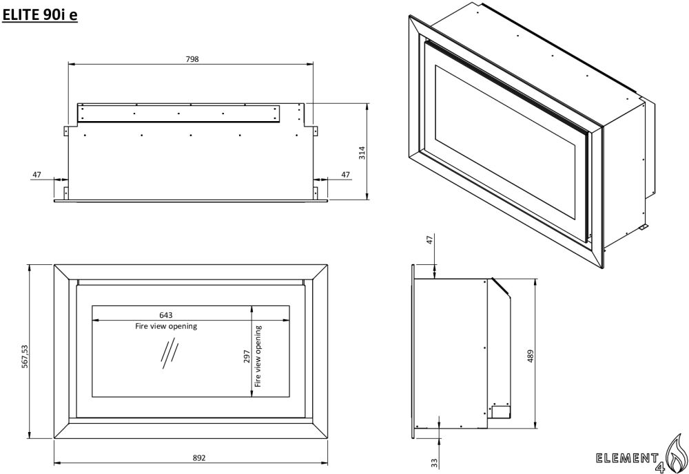 Element4 Elektrische haard Elite 90 I E Supreme