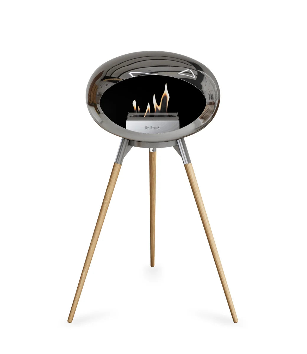 Le feu Bio ethanol haard - Chromed Silver Ground Wood High