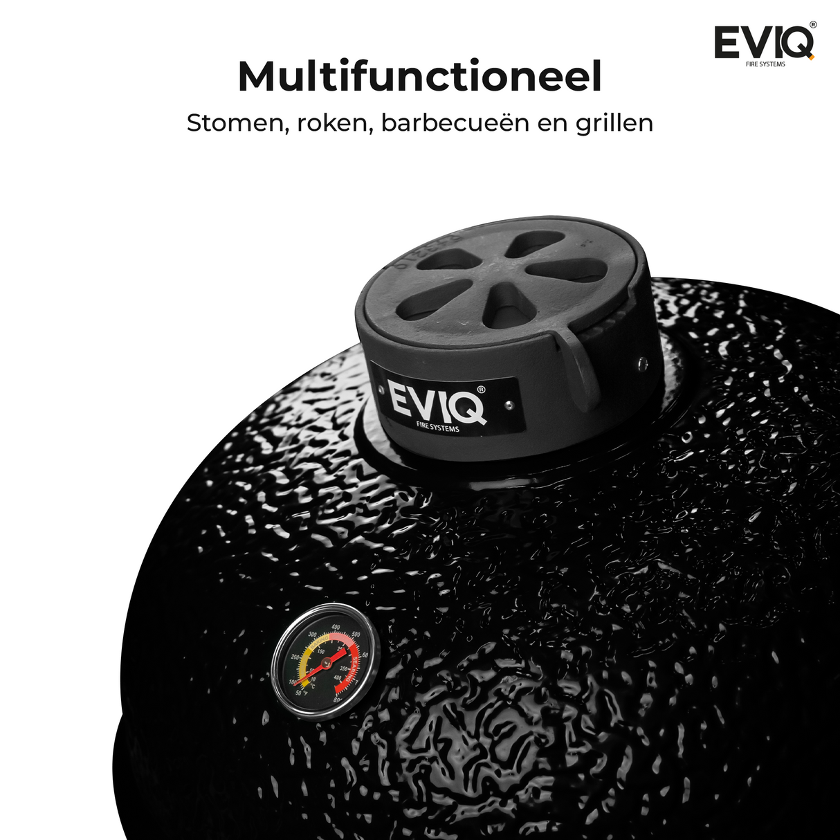 EVIQ BBQ Kamado 21" Grillmaster Houtskoolbarbecue Keramisch Zwart