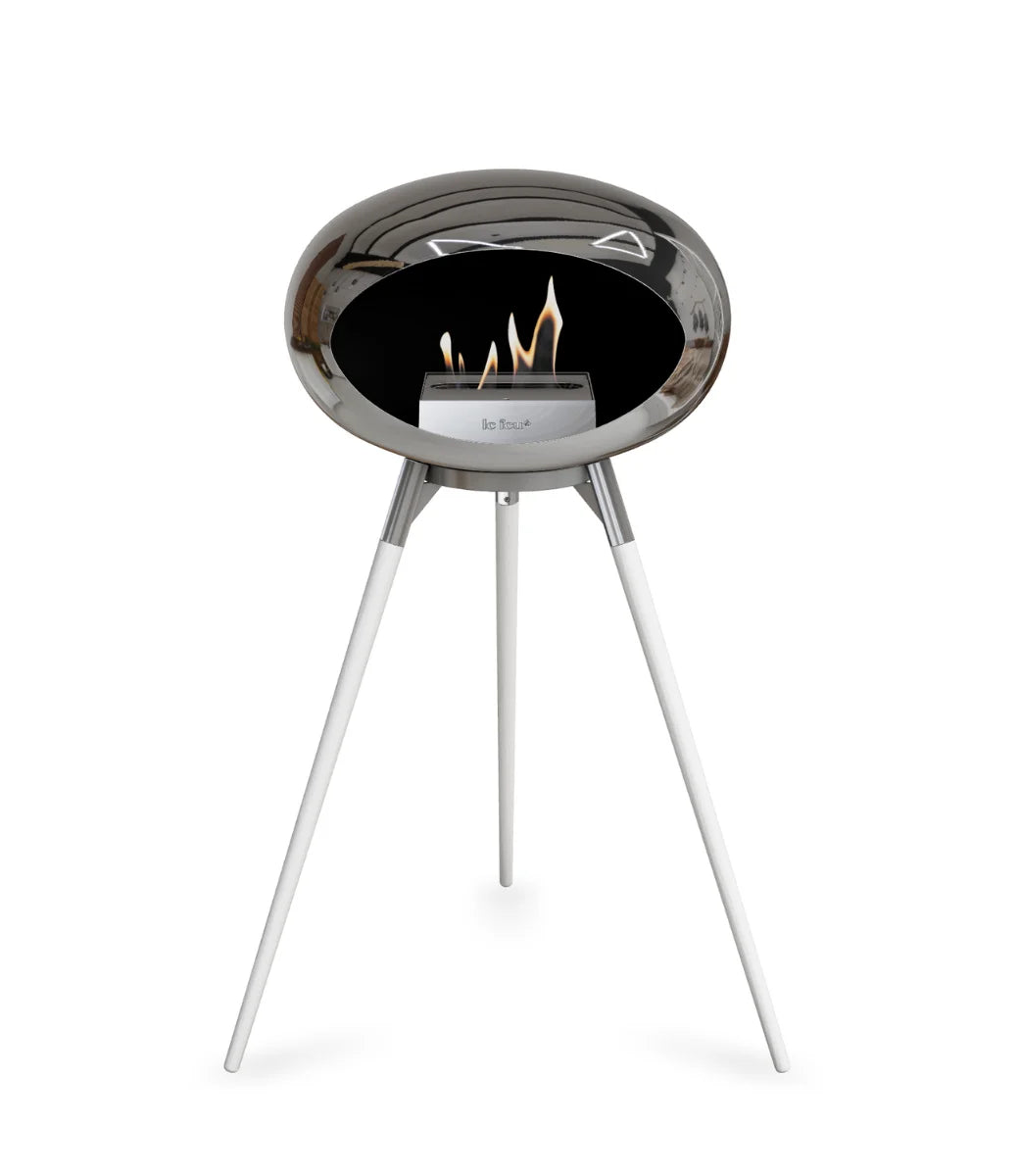 Le feu Bio ethanol haard - Chromed Silver Ground Wood High