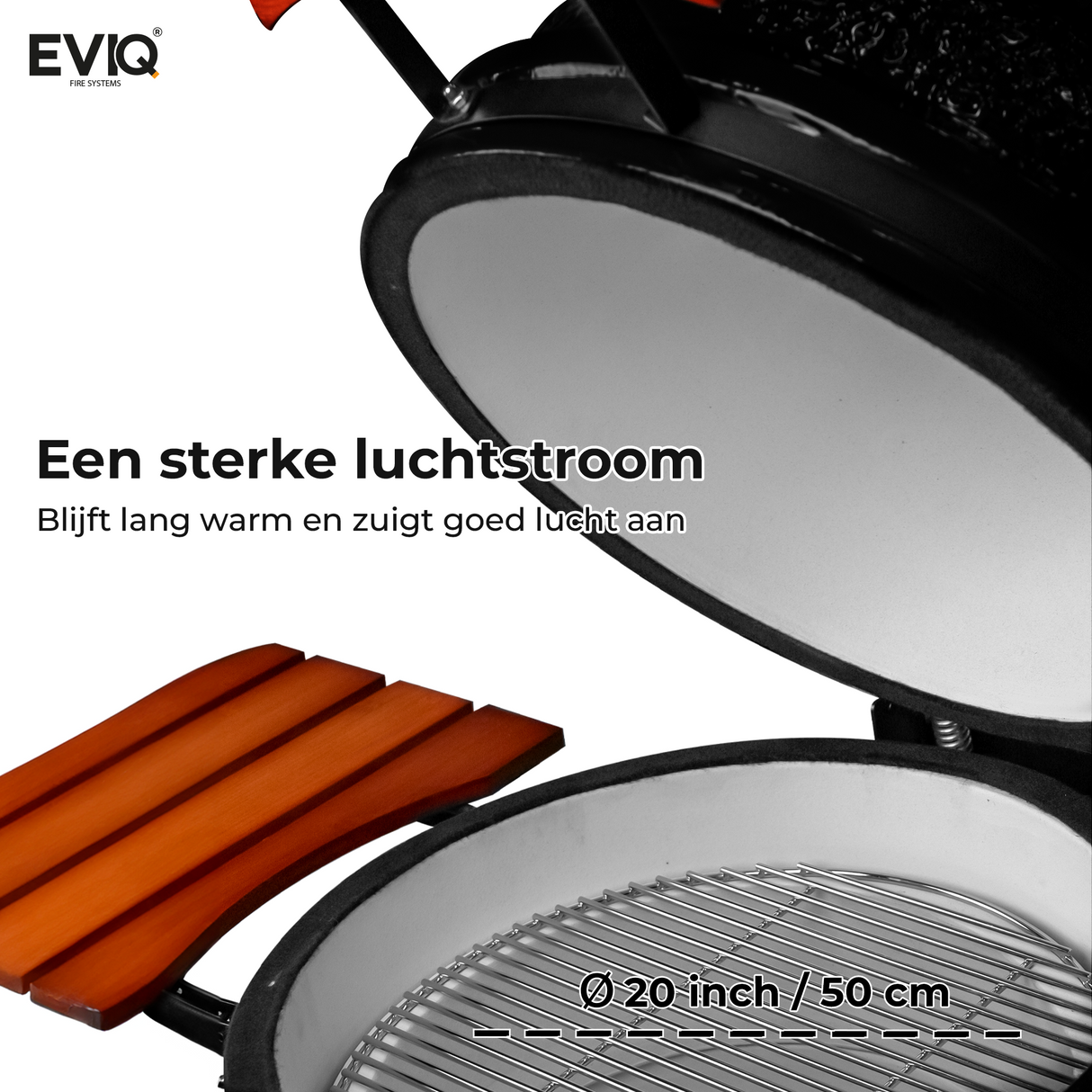EVIQ BBQ Kamado 21" Grillmaster Houtskoolbarbecue Keramisch Zwart