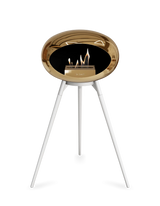 Le feu Bio ethanol haard - Chromed Rose Gold Ground Wood High