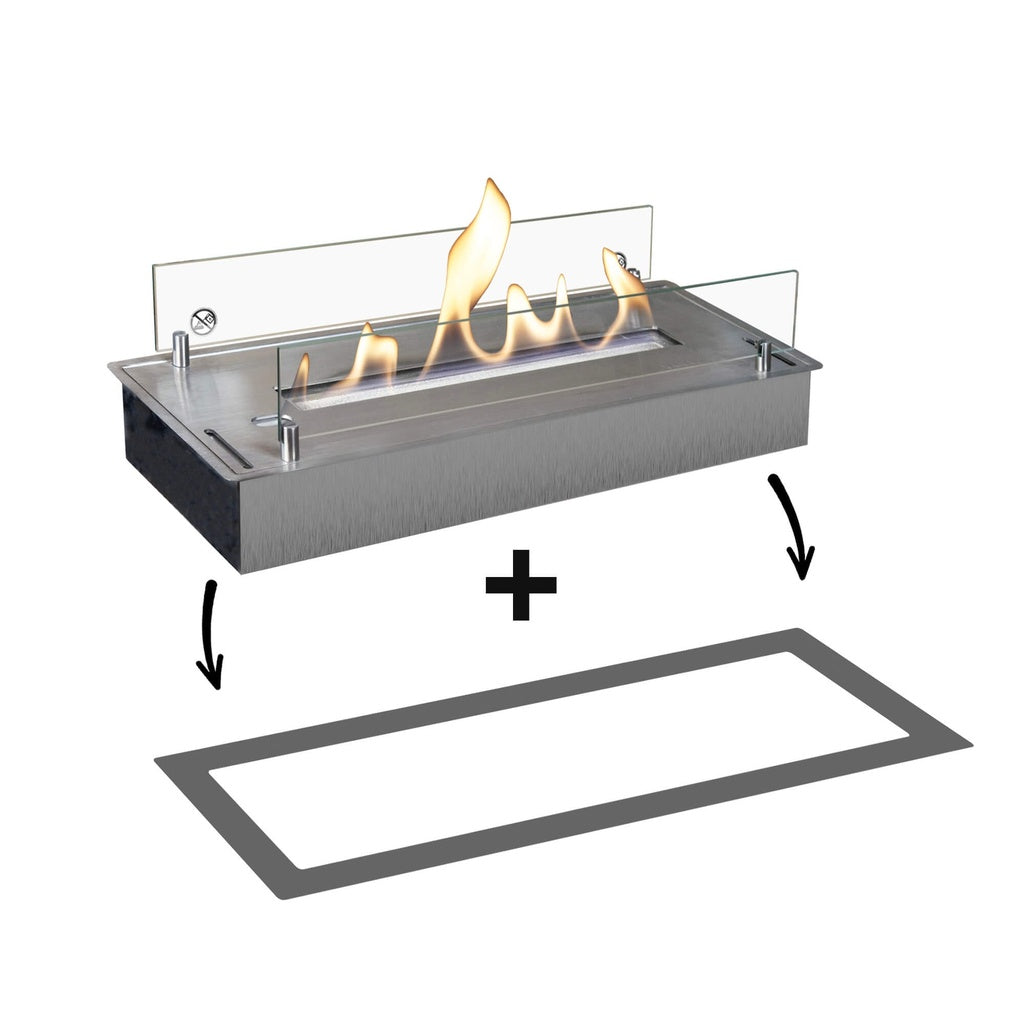 Brûleur bioéthanol Xaralyn L avec profil intégré Acier inoxydable brossé