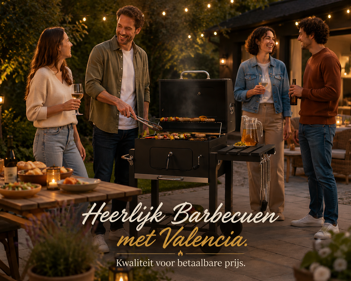 EVIQ Houtskool Barbecue Valencia BBQ Thermometer Zwart