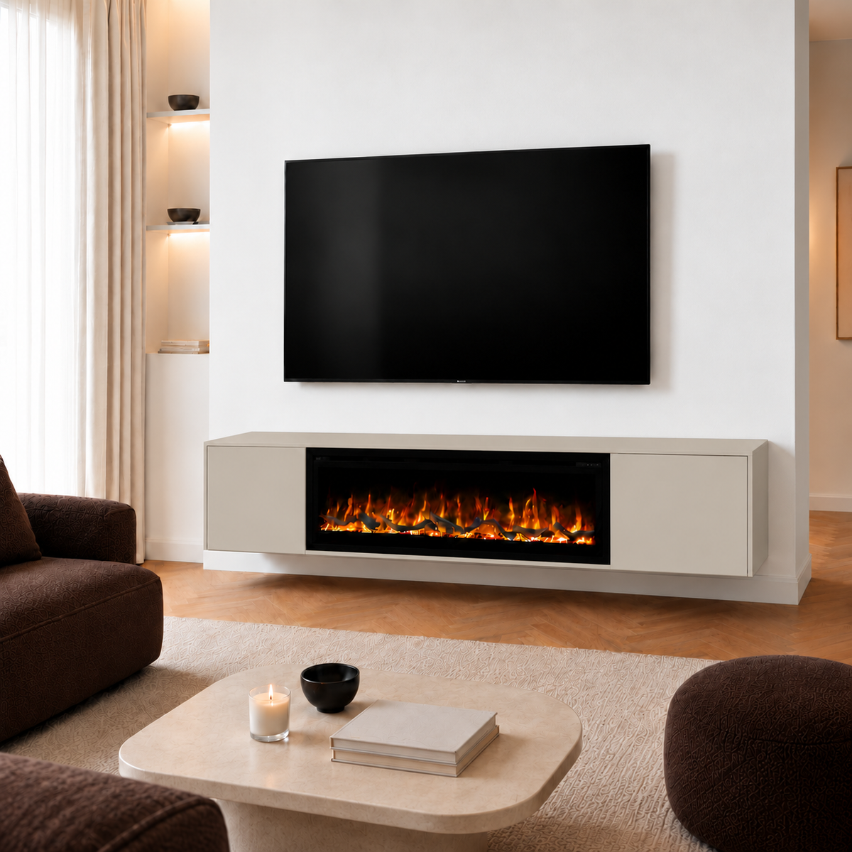 Nova haardmeubel square zwevend tv-meubel beige 280 cm