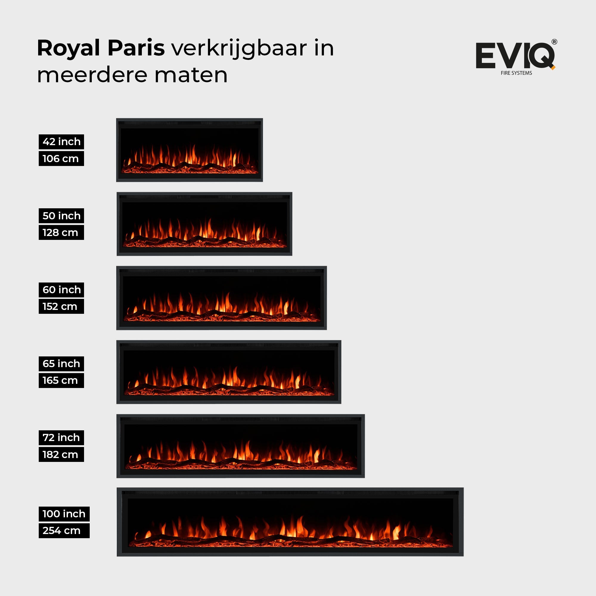 EVIQ Cheminée électrique d'ambiance Royal Paris 42″ pouces – 106 cm