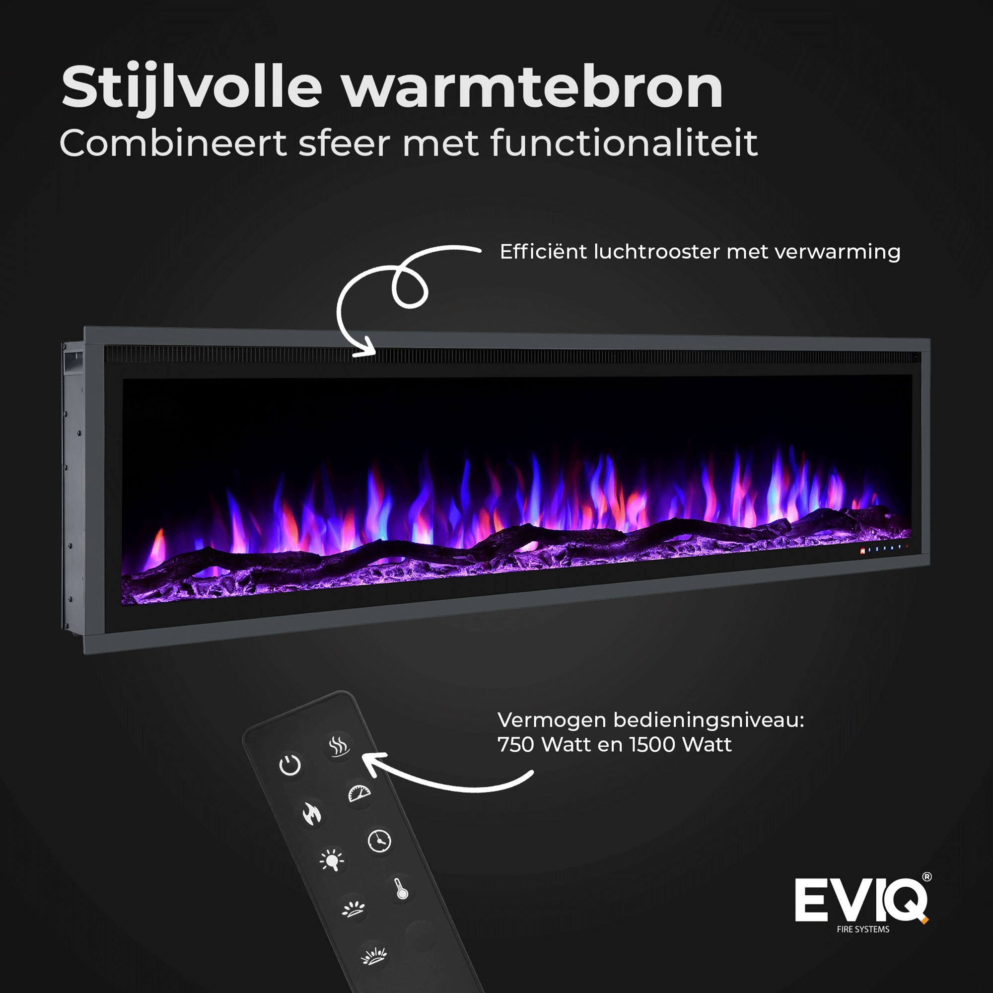 EVIQ Cheminée électrique d'ambiance Royal Paris 42″ pouces – 106 cm