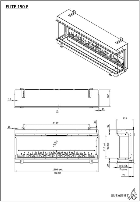 Element4 Elektrische haard Elite 150 E Supreme
